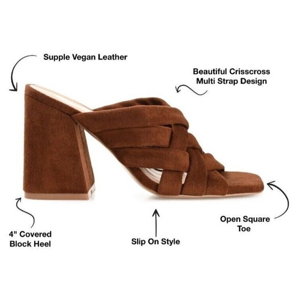 Journee Collection Womens Dorisa Brown Open Toe High Block Heel Size 6.5 NEW $65 - Picture 8 of 8